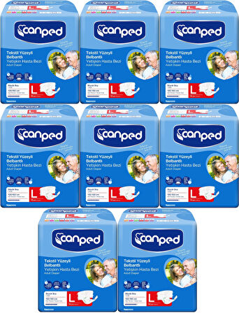 Canped Hasta Bezi Yetişkin Bel Bantlı Tekstil Yüzey L - Büyük - Large 112 Adet (8PK*14)