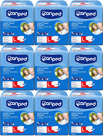 Canped Hasta Bezi Yetişkin Bel Bantlı Tekstil Yüzey L - Büyük - Large 126 Adet (9PK*14)
