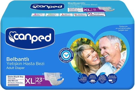 Canped Yetişkin Bezi Bel Bantlı Tekstil Yüzey XL - Ekstra Large - Extra Large 184 Adet