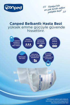 Canped Yetişkin Bezi Bel Bantlı Tekstil Yüzey XL - Ekstra Large - Extra Large 207 Adet