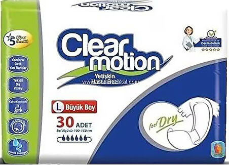 Clearmotion Yetişkin Hasta Bezi Bel Bantlı L - Büyük - Large 180 Adet (6PK*30)