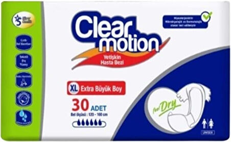 Clearmotion Yetişkin Hasta Bezi Bel Bantlı XL - Ekstra Büyük - Extra Large 60 Adet (2PK*30)