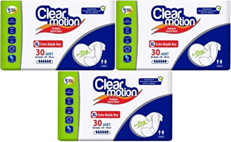 Clearmotion Yetişkin Hasta Bezi Bel Bantlı XL - Ekstra Büyük - Extra Large 90 Adet (3PK*30)