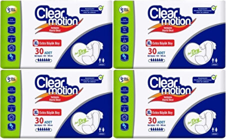 Clearmotion Yetişkin Hasta Bezi Bel Bantlı XL - Ekstra Büyük - Extra Large 120 Adet (4PK*30)