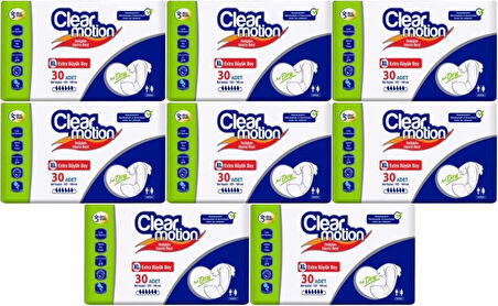 Clearmotion Yetişkin Hasta Bezi Bel Bantlı XL - Ekstra Büyük - Extra Large 240 Adet (8PK*30)