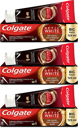 Colgate Diş Macunu Optic White 125ML Çay-Kahve-Sigara (3 Lü Set)