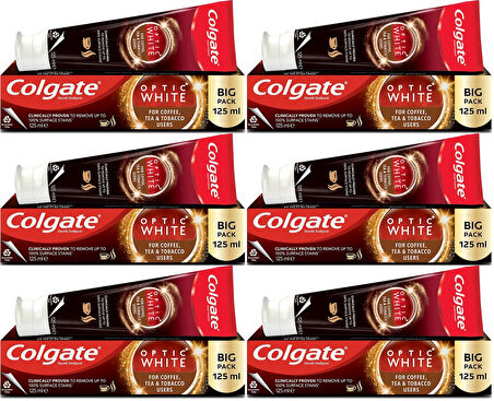 Colgate Diş Macunu Optic White 125ML Çay-Kahve-Sigara (6 Lı Set)