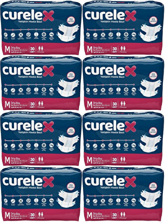 Curelex Hasta Bezi Yetişkin Bel Bantlı Tekstil Yüzey M-Orta Boy 240 Adet Tekli Pk (8PK*30)