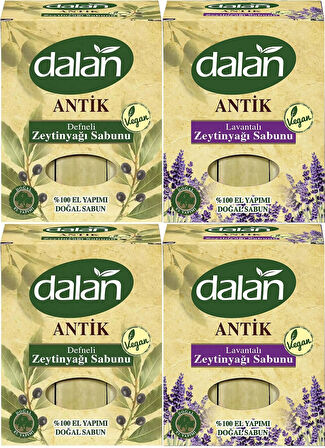 Dalan Antik Defneli Zeytinyağı Sabunu 900GR (Klasik & Lavantalı) (Karma 4 Lü Set)