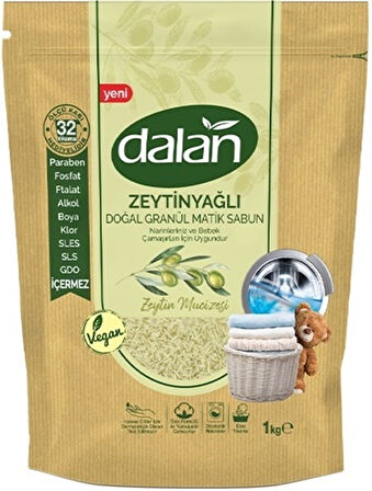Dalan Antik Defneli Zeytinyağı Sabunu 900GR Klasik & Granül Sabun Tozu Zeytinyağlı 1KG Karma 2Li Set