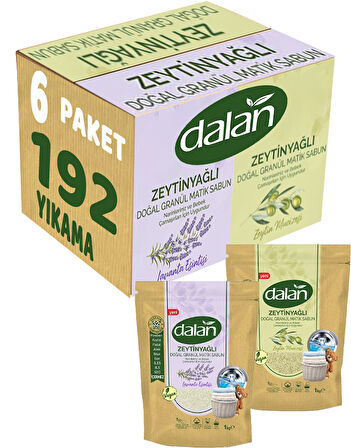 Dalan Doğal Granül Sabun Tozu 1Kg Karma Set 3+3:6Kg Doğal Bebekler İçin Lavanta ve Zeytinyağlı