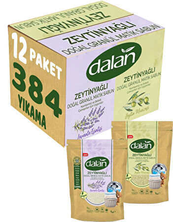 Dalan Doğal Granül Sabun Tozu 1Kg Karma Set 5+4:9Kg Doğal Bebekler İçin Lavanta ve Zeytinyağlı