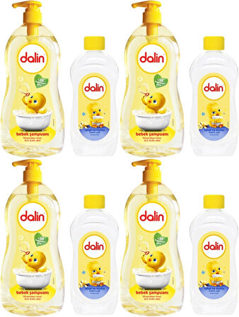 Dalin Bebek Şampuanı Klasik 700ML Pompalı + 100ML Bebek Yağı (Rahat ve Mutlu) (4 Lü Set)