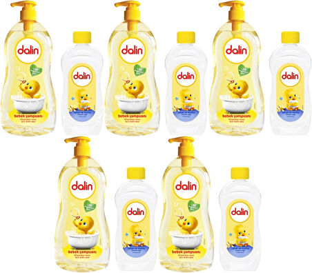 Dalin Bebek Şampuanı Klasik 700ML Pompalı + 100ML Bebek Yağı (Rahat ve Mutlu) (5 Li Set)