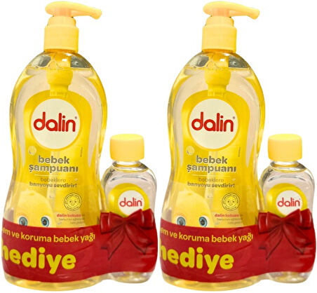 Dalin Bebek Şampuanı Klasik 700ML Pompalı + Bebek Yağı Hediye 100ML (Nem Koruma) (2 Li Set)