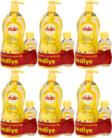 Dalin Bebek Şampuanı Klasik 700ML Pompalı + Bebek Yağı Hediye 100ML (Nem Koruma) (6 Lı Set)