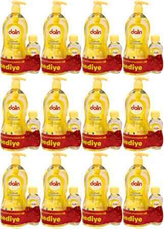 Dalin Bebek Şampuanı Klasik 700ML Pompalı + Bebek Yağı Hediye 100ML (Nem Koruma) (12 Li Set)