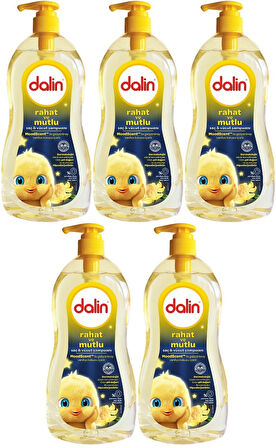 Dalin Bebek Saç ve Vücut Şampuanı 700ML Rahat ve Mutlu Pompalı (5 Li Set)