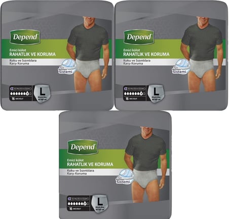 Depend Emici Külot Pants Yetişkin Bezi L - Büyük - Large Erkek 48 Adet (6PK*8)