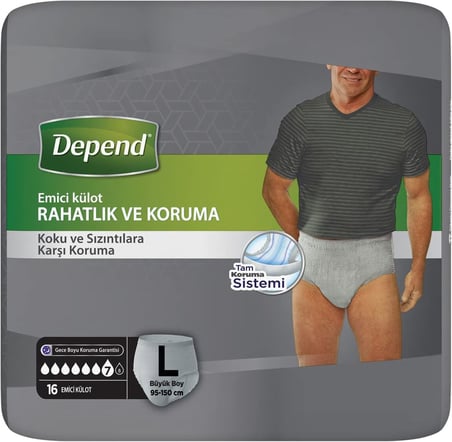 Depend Emici Külot Pants Yetişkin Bezi L - Büyük - Large Erkek 48 Adet (6PK*8)