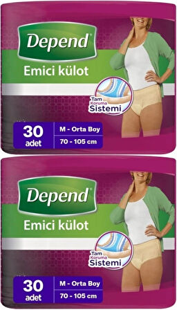 Depend Emici Külot Hasta Bezi Medium - Orta Kadın 60 Adet (2PK*30)