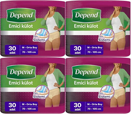 Depend Emici Külot Hasta Bezi Medium - Orta Kadın 120 Adet (4PK*30)