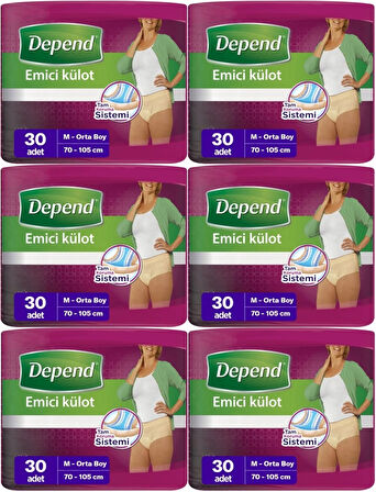 Depend Emici Külot Hasta Bezi Medium - Orta Kadın 180 Adet (6PK*30)