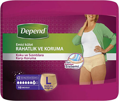 Depend Emici Külot Hasta Bezi Large - Büyük Kadın 50 Adet (5PK*10)