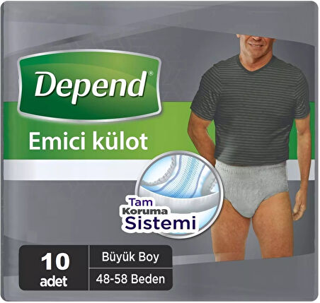 Depend Emici Külot Hasta Bezi Large - Büyük Erkek 30 Adet (3PK*10)