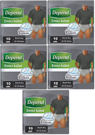 Depend Emici Külot Hasta Bezi Large - Büyük Erkek 50 Adet (5PK*10)