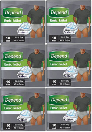 Depend Emici Külot Hasta Bezi Large - Büyük Erkek 60 Adet (6PK*10)