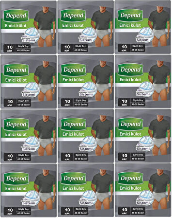Depend Emici Külot Hasta Bezi Large - Büyük Erkek 120 Adet (12PK*10)