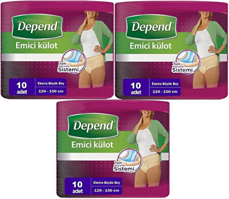 Depend Emici Külot Hasta Bezi XL - Extra Büyük Kadın 30 Adet (3PK*10)