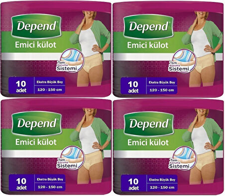 Depend Emici Külot Hasta Bezi XL - Extra Büyük Kadın 40 Adet (4PK*10)