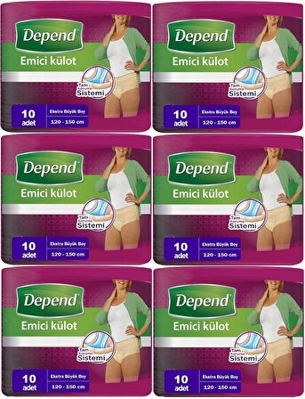 Depend Emici Külot Hasta Bezi XL - Extra Büyük Kadın 60 Adet (6PK*10)