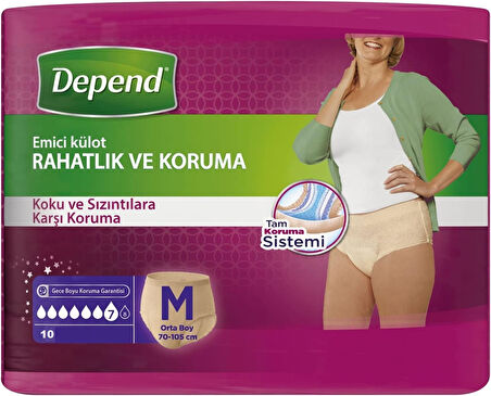 Depend Emici Külot Lohusa Pedi M- Medium - Kadın (10 Lu) + Mesane Pedi Kadın Ekstra (10 Lu) 6 Lı Set