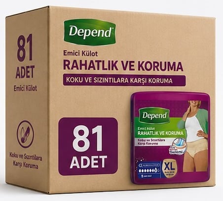 Depend Emici Külot Yetişkin Bezi XL - Extra Large Kadın 81 Adet (9PK*9)