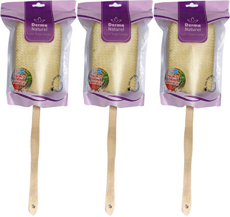 Derma Naturel Palmiye Örme Sopalı Banyo Sırt Lifi (8*24CM) MS-09 (3 Lü Set)