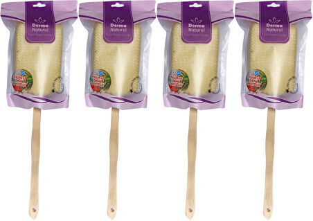 Derma Naturel Palmiye Örme Sopalı Banyo Sırt Lifi (8*24CM) MS-09 (4 Lü Set)
