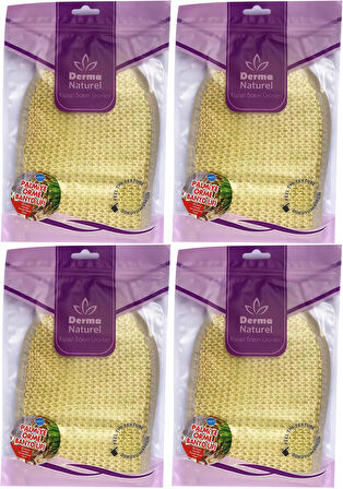 Derma Naturel Palmiye Lifi Örme Banyo Eldiveni (15*24CM) MS-04 (4 Lü Set)