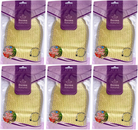 Derma Naturel Palmiye Lifi Örme Banyo Eldiveni (15*24CM) MS-04 (6 Lı Set)