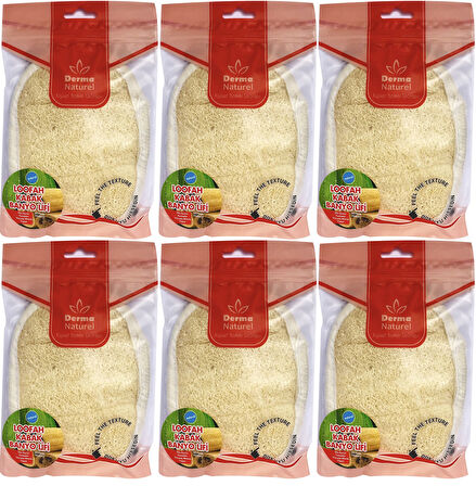 Derma Naturel Loofah Kabak Banyo ve Yüz Lifi (15*24CM) MS-10 (6 Lı Set)