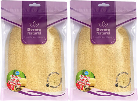 Derma Naturel Loofah Kabak Havlu Banyo Eldiveni (15*24CM) MS-11 (2 Li Set)