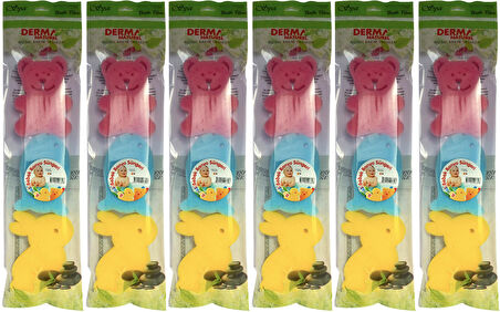Derma Naturel 3 Lü Renkli Bebek Banyo Süngeri (6 Lı Set)