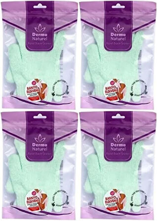 Derma Naturel Parmaklı Banyo Eldiveni MS-23 (4 Lü Set)