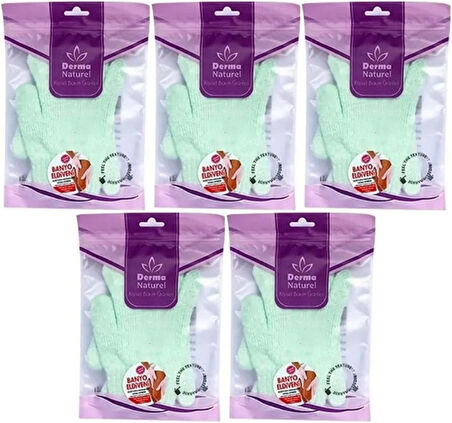 Derma Naturel Parmaklı Banyo Eldiveni MS-23 (5 Li Set)