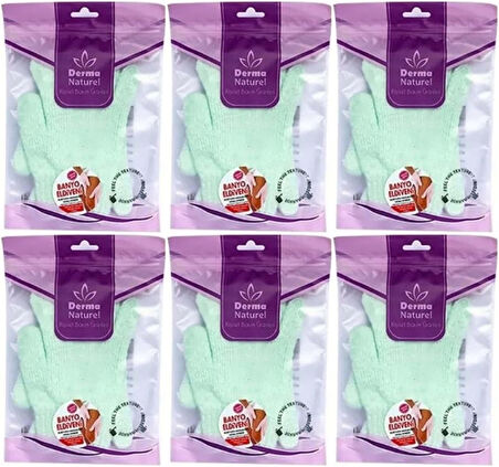 Derma Naturel Parmaklı Banyo Eldiveni MS-23 (6 Lı Set)