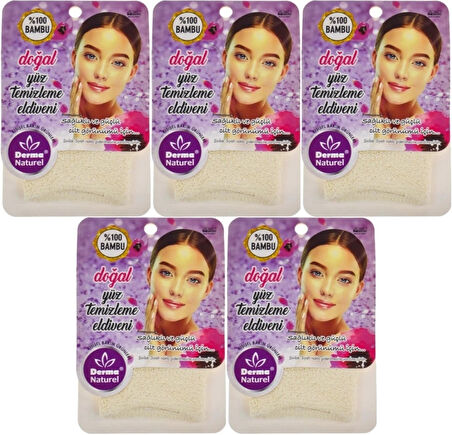 Derma Naturel Bambu Yüz Temizleme Eldiveni MS-32 (5 Li Set)