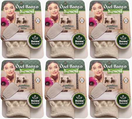 Derma Naturel Özel Banyo Kesesi MS-07 (6 Lı Set)