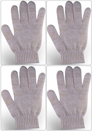 Derma Naturel Therapy Saf Yün Parmaklı Banyo Eldiveni T-478 (4 Lü Set)